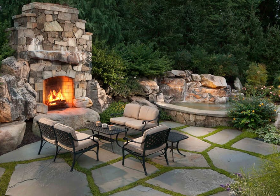 Stone garden enhances outdoor landscape